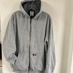 Dickies Sweat Grey Full Zip Hoodie Thermal Lined size Large Tall